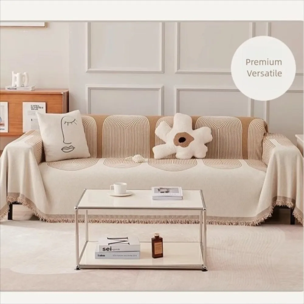 

Full Seasons Chenille Sofa Cover Anti-slip Universal Chenille Sofa Towel Modern Geometric Double Sided Sofa Cover Cushion Home