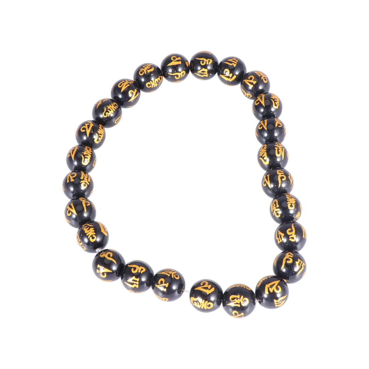 

16mm Black Stone Wrist Chain Buddhism Prayer Beads Obsidian Bangle Stylish Rosary Accessories for Men Women Rosary Accessories