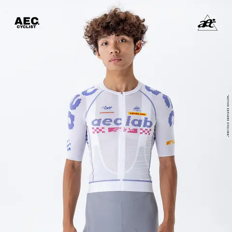 aeclab Men's Short Sleeve Cycling Jersey - Ultra-Lightweight Breathable Pixel Game Design, 4-Needle 6-Line Stitching, Quick-Dry