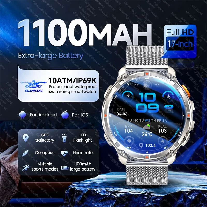 New Outdoor GPS Smart Watch 1100mAh Battery 1.7