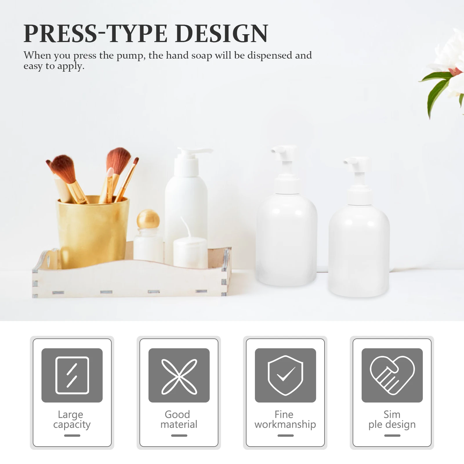 

Portable Soap Dispenser for Shampoo Body Wash Lotion Face Wash H Cream White Bathroom Accessory Refillable Squeeze