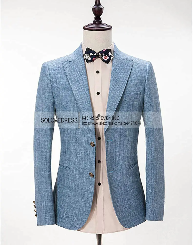 2024 New Men's Linen 3 Pieces Suit Set Summer Beach Wedding Prom Jacket Vest Pants Tuxedo (Coat + Pant+Vest）、）