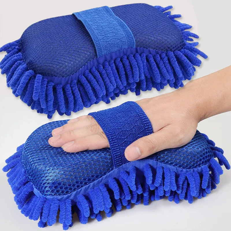 

Auto Blue Microfiber Chenille Car Wash Sponge Care Washing Brush Pad Cleaning Tools Auto Washing Towel Glove Styling Accessories