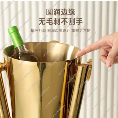 

Stainless Steel Champagne Ice Bucket with Shelf Vertical Luxury Wine Cooler Stand for Bar Home Party Display