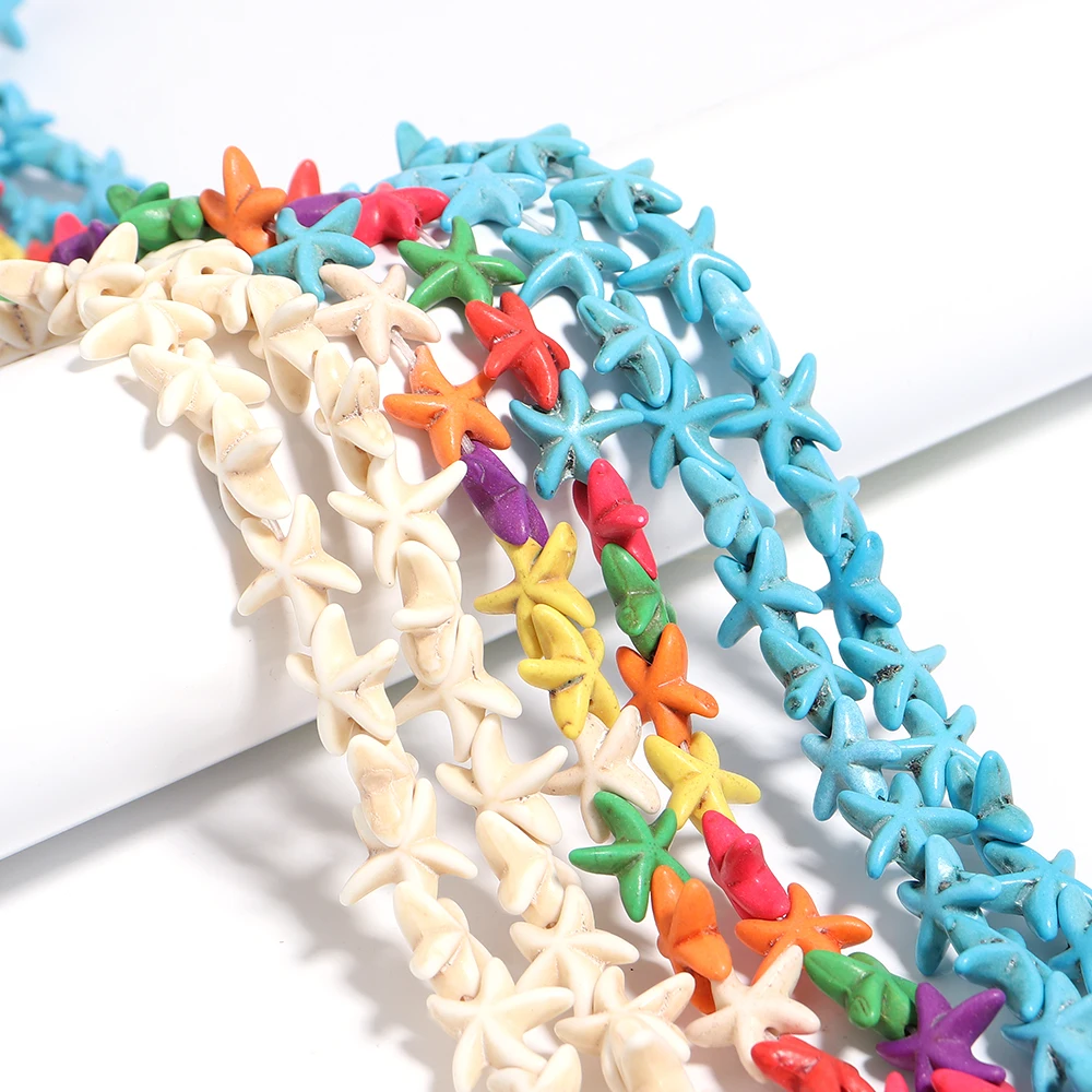 1 Strand 14mm Multicolor Starfish Turquoise Beads Natural Stone Loose Spacer Beads for DIY Jewelry Making Bracelet Necklace