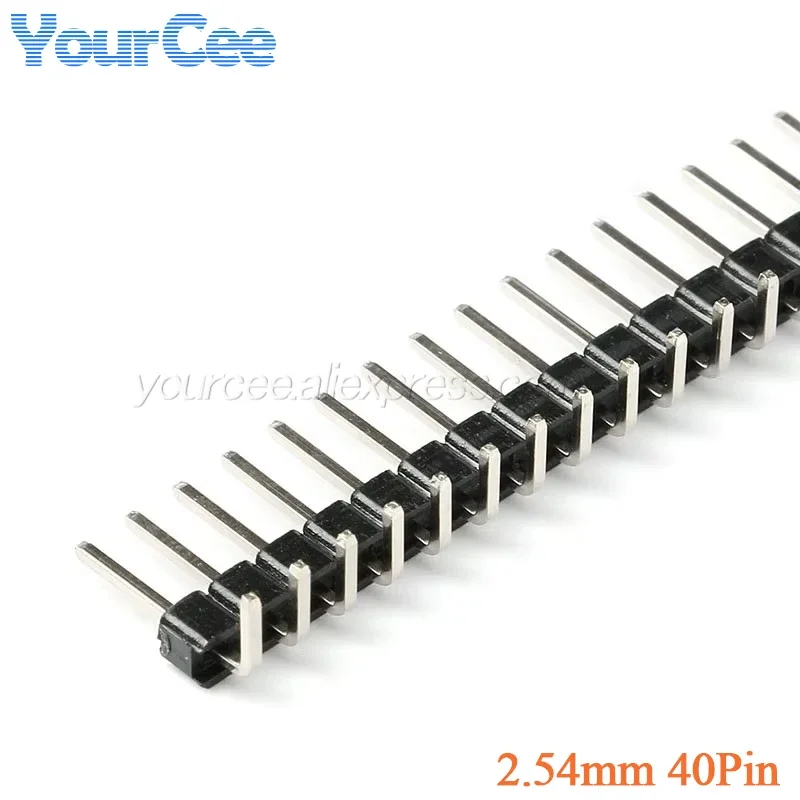 20 sztuk/2 szt. 1x40 Pin 2,54 mm złącze igły miedziane jednorzędowe listwy pinowe pod kątem prostym — zdjęcie 2