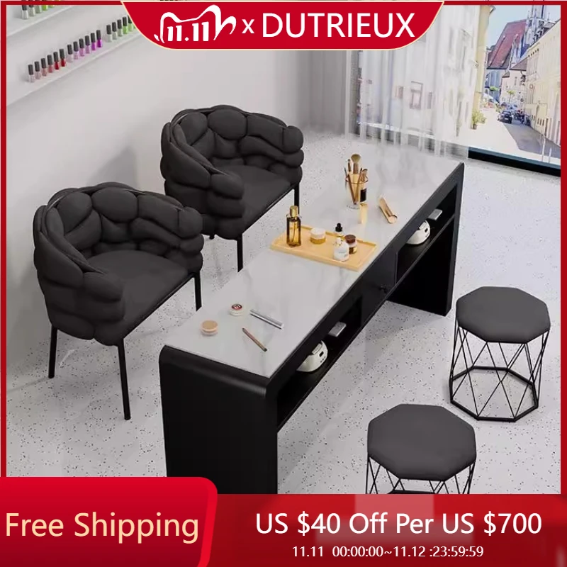 

Cleaning High Quality Nail Desk Minimalist Aesthetic Designer Nail Desk Black Simple Organizer Salon Wood Nageltisch Furniture