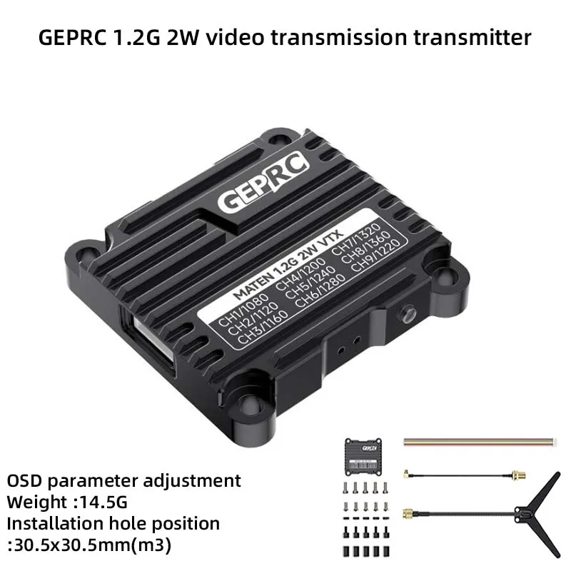 geprc-maten-12g-2w-vtx-fpv-camera-transmission-d'image-dissipation-thermique-signal-stable-reglage-des-parametres-osd