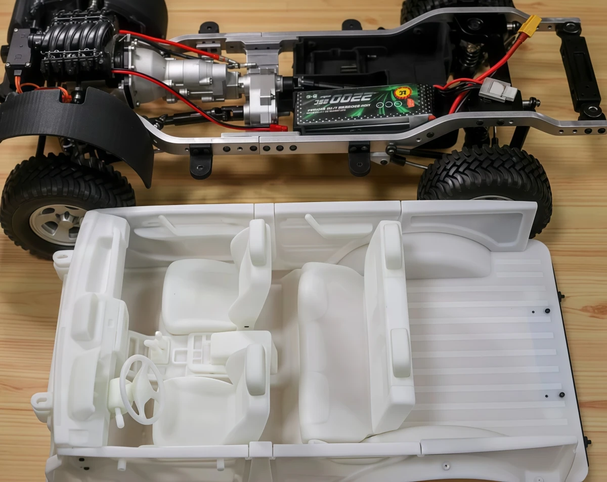 3D‑Print Unpainted Full Interior Set For 1/10 Pajero 5‑Door 313mm Wheelbase RC Crawler Body Dashboard & Seat Scale Upgrade Part