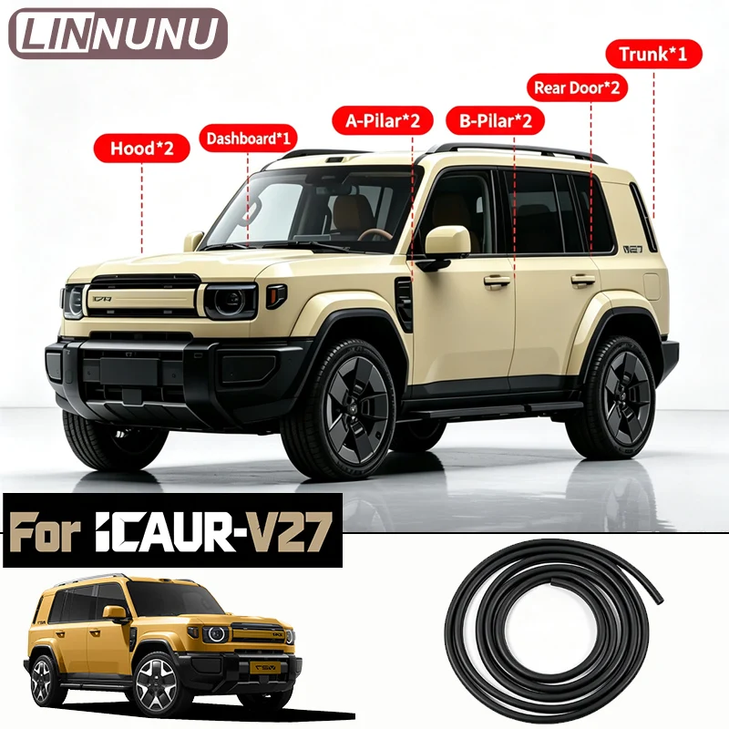Full Car Door Seal Strip Kit For iCAUR V27 2026 2027 Dashboard Sound Insulation Anti-Rattle Noise Reduction Interior Accessories
