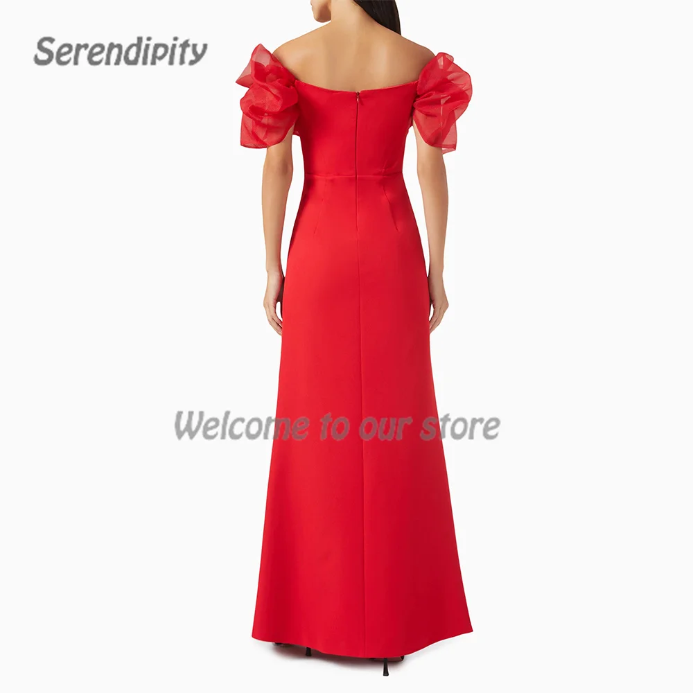 Serendipity Crepe Evening Dress فساتين سهرة Elegant Organza Puff Sleeve Fashion A-Line Cocktail Prom Gown For Sexy Women