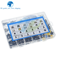 460pcs 24 Values Tactile Push Button Switch SMD Micro Momentary Tact Switch Assortment Kit for Car Remote Control with Box