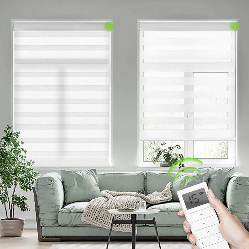 Motorized  polyester blackout electric day and night zebra roller blinds window curtain for home smart zebra blinds