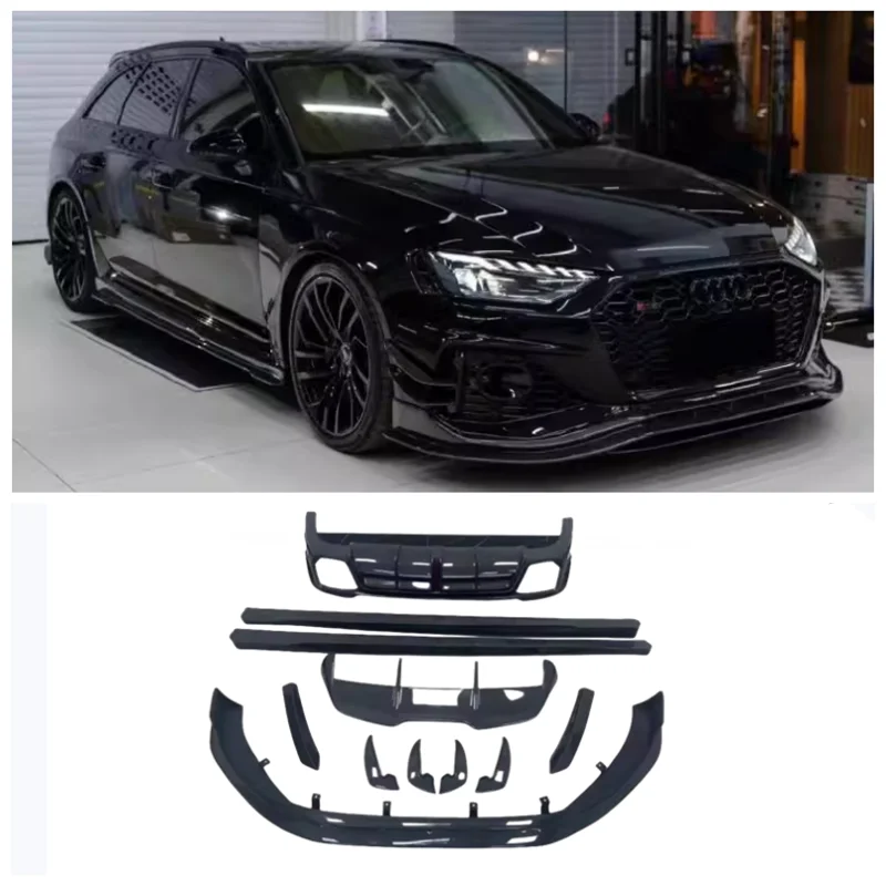 For Audi RS4 2020-2023 High Quality Carbon Fiber Bumper Front Lip Rear Diffuser Spoiler Tuyere Side Skirt Body Kit