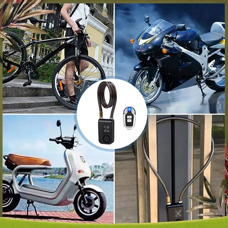 

Portable Anti-Theft Security Wireless Remote Control Alarm Lock Bike Lock Plastic+Steel IP55 Waterproof For Oudoor