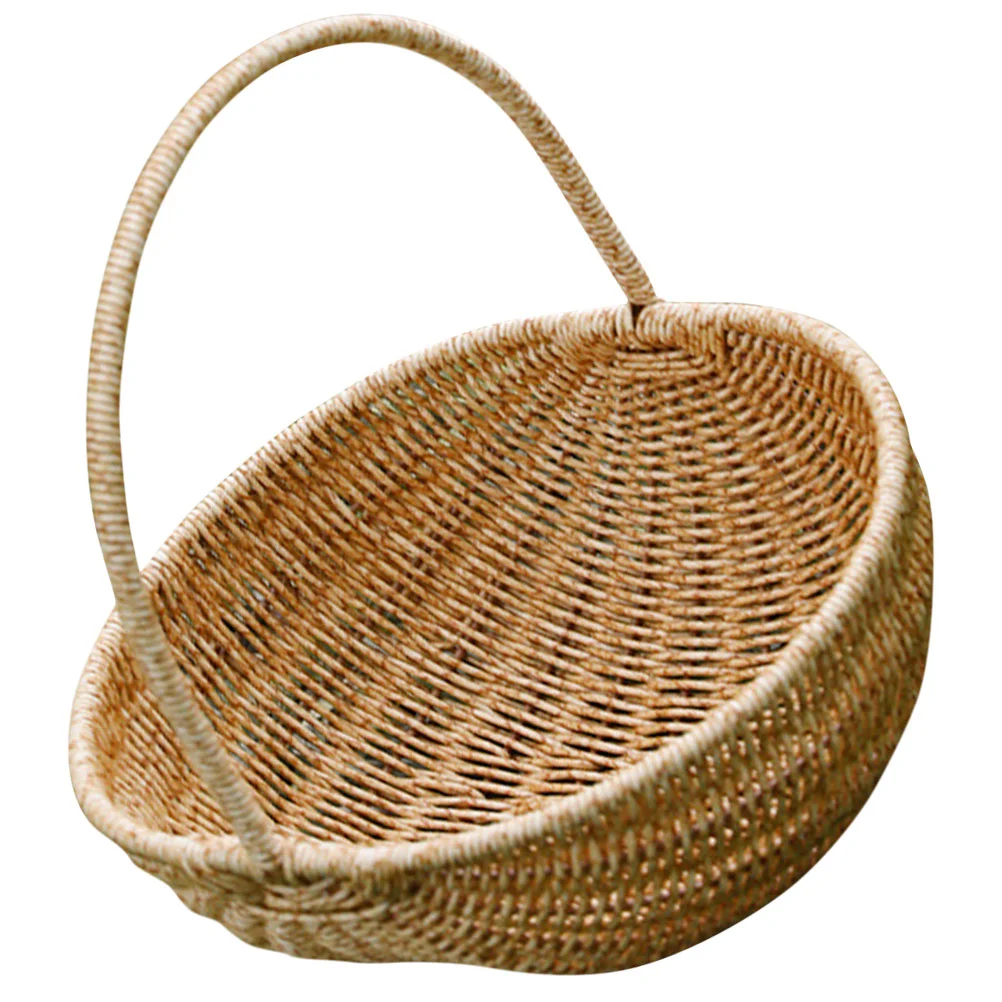 

Woven Candy Basket With Handle Candy Basket Picking Travel Woven Wicker Bread Candy Baskets Plastic Rattan Breads Storage Holder