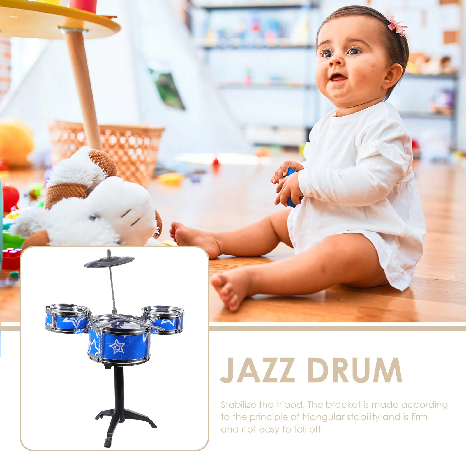 1 ensemble de tambour de Jazz pour enfants, ensemble Musical éducatif, conception imprimée Unique, Surface lisse et sûre, Instrument de musique préscolaire pour l'apprentissage précoce