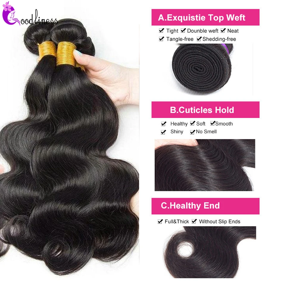Raw Indian Hair Bundles Unprocessed Body Wave Human Hair Bundles 4PCS Natural Black 10A Virgin Hair Bundles Remy Hair Extensions