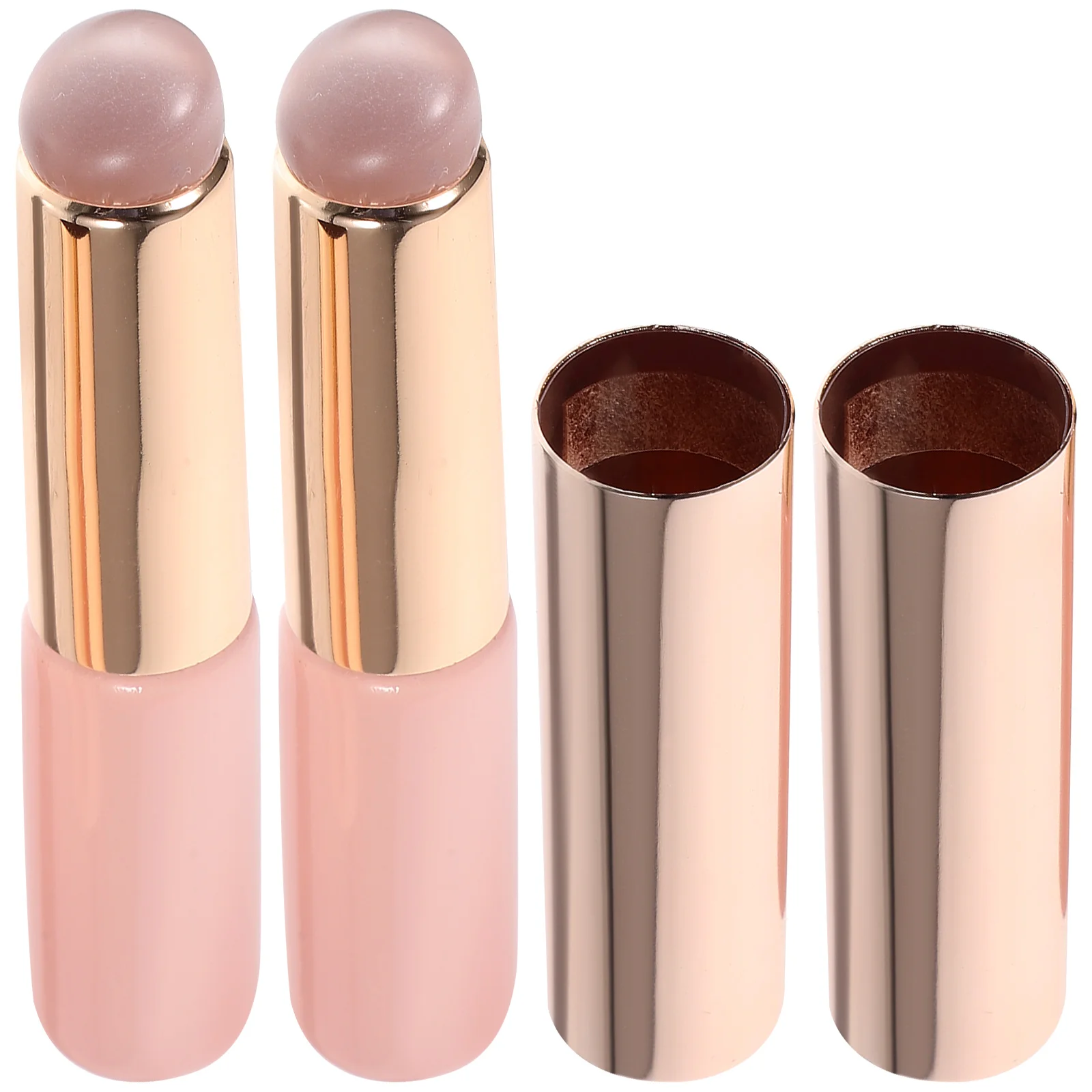 

2Pcs Silicone Brushes Concealer Tools Portable Silicone Makeup Brush Pink Makeup Brush Cap Dustproof Lipstick Applicators