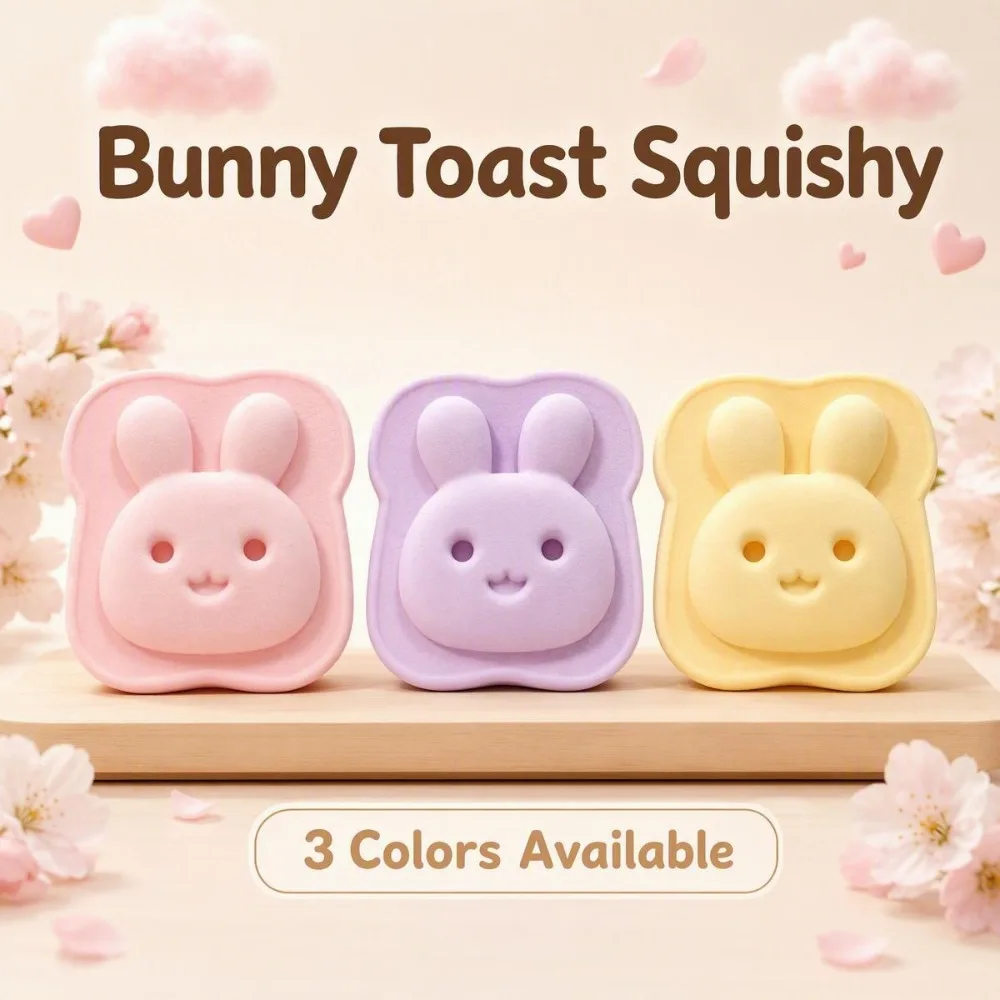 Bunny Toast Slow Rising Squishy Toy, Super Soft Stress Relief Fidget Squeeze Toy, Kawaii Pastel Desktop Decor Gift for Friend