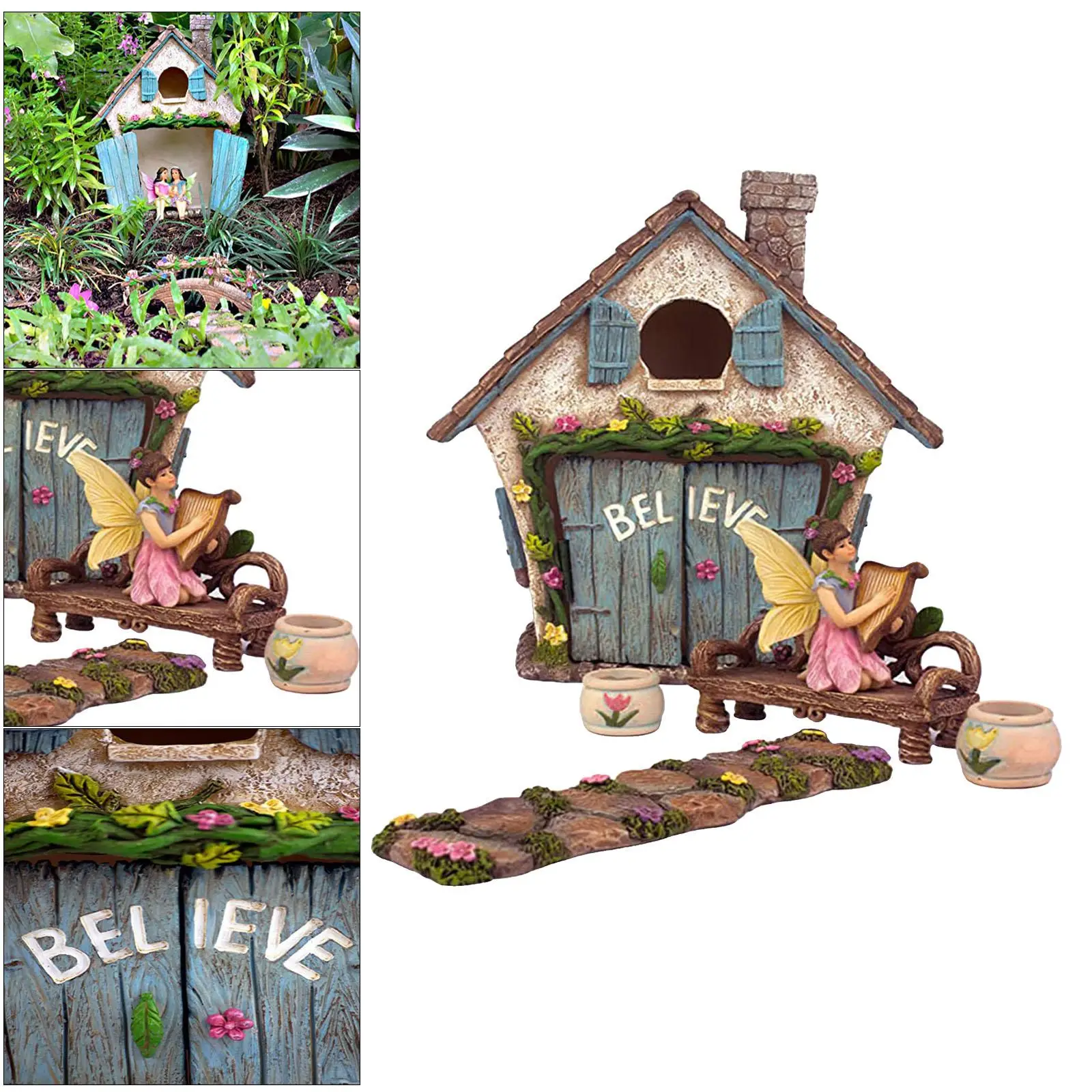 

The is 8" Pieces Accessory Set mini size garden Ornaments Material: , resin