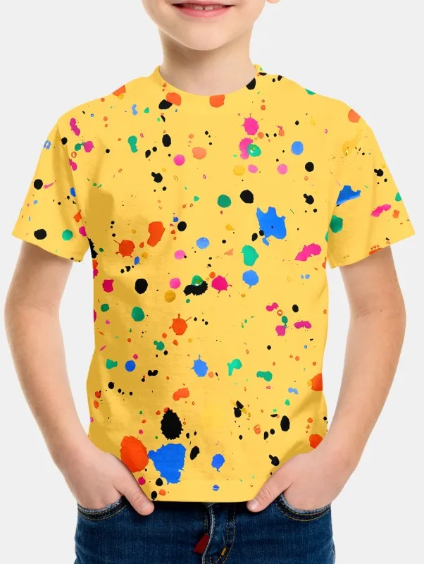 

Kids Summer Clothes Colorful Polka Dots Yellow T-Shirt For Boys Kids Clothes Children's Boy's Clothing Real Madrid Shirt Tops