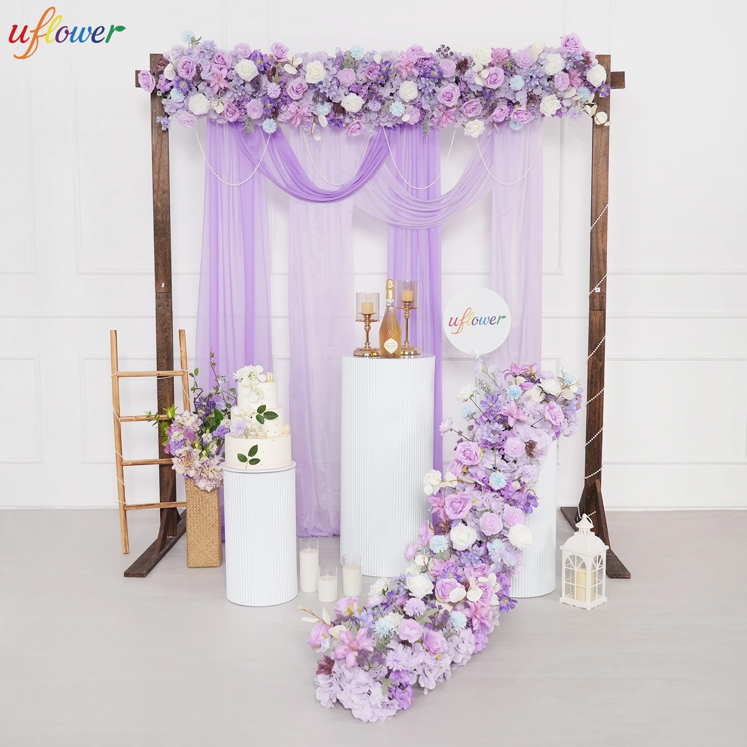 

Искусственные цветы Uflower фиолетового цвета для свадебного декора, 200/100/50 см, цветочная композиция для стола, центральное украшение, арка, фон для фотозоны, декор для вечеринок