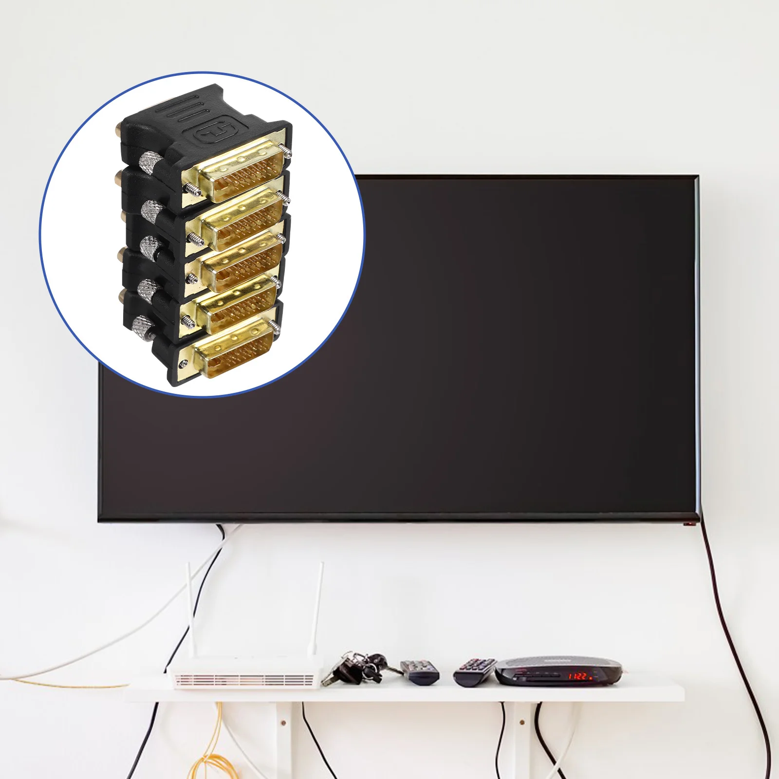 

5Pcs Computer Video Adapter Dvi to Vga Male to Female Converter Stable Hd Connection Plug Play Monitor Projector Display