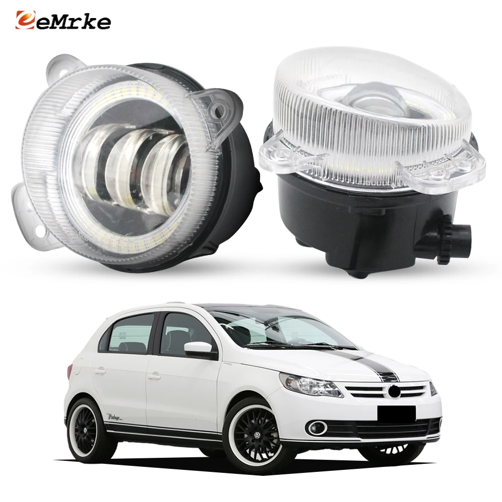 Updated Led Fog Lights For Volkswagen Gol G5 Saveiro Voyage 2008 2009 2010 2011 Angel Eyes DRL Ring Daytime Running Lamp Car PTF