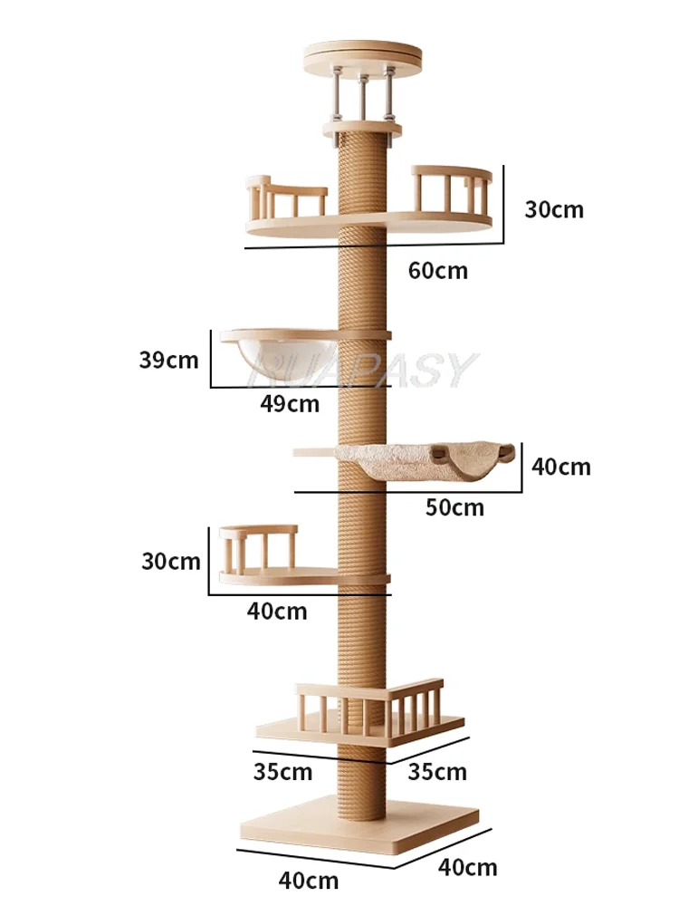 Imagem -06 - Cat Tree House Tower Multi-nível Condomínio com Arranhar Post Pet Hammock Chão ao Teto Escalada Brinquedos Ajustável