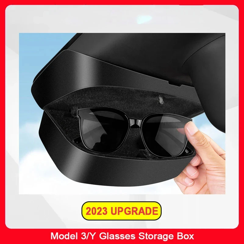 Tesla Model 3 Y Glasses Case Silence Flocked Sunglasses Organizer Storage Box Eyeglasses Holder Tray 2023 2022 2021 Accessories