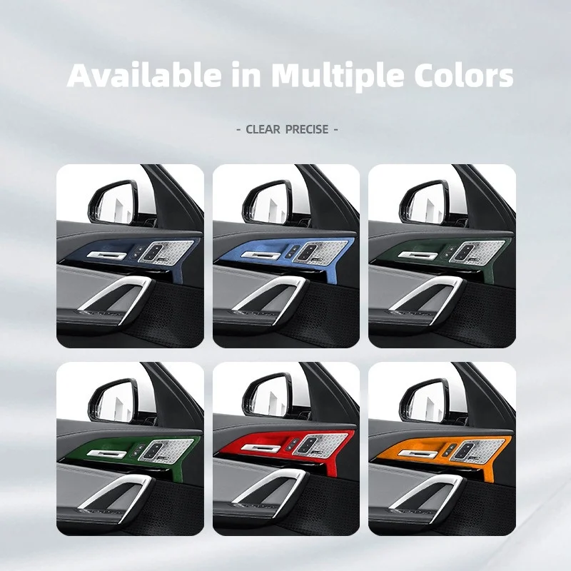 4PCS For BMW U10 U11 X1 IX1 2023 2024 Italian Top Suede Interior Door Handle Bowl Frame Trim Stickers Covers Car Accessories