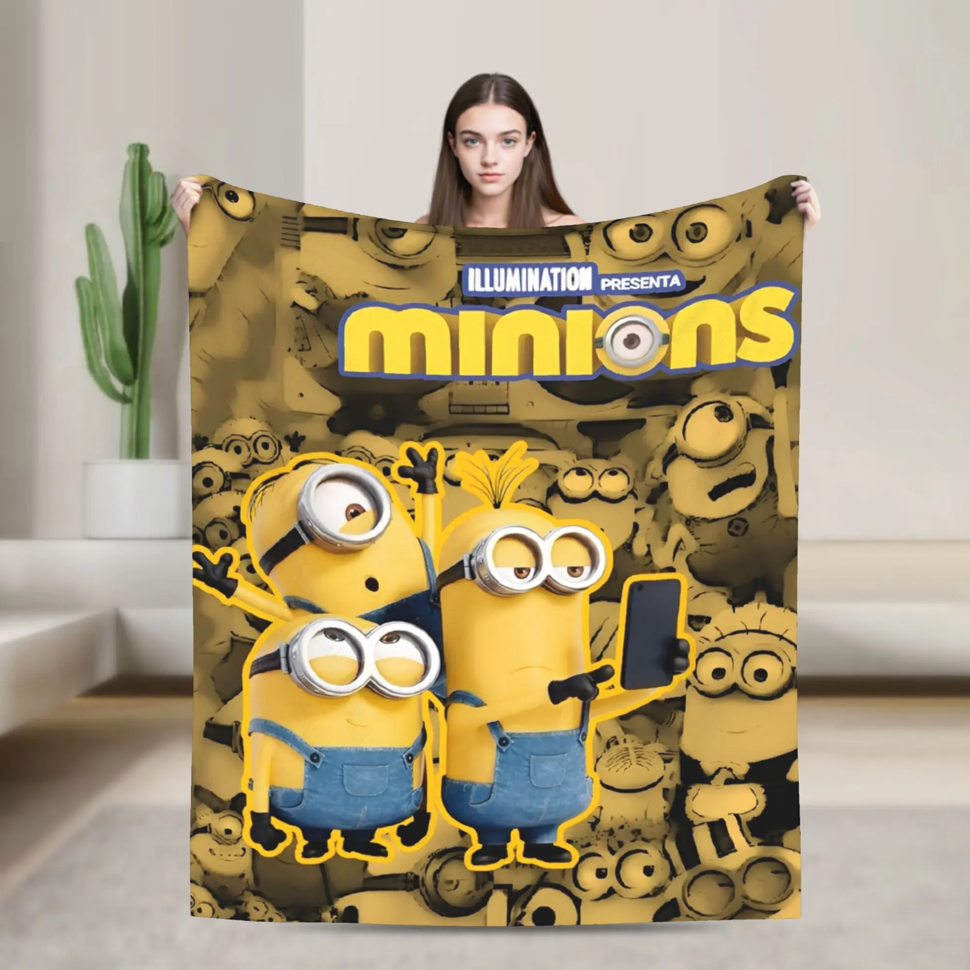 

M-Minions Cartoon Coral Fleece Plush Throw Blanket Blankets for Home Bedroom Super Warm Bedspread,