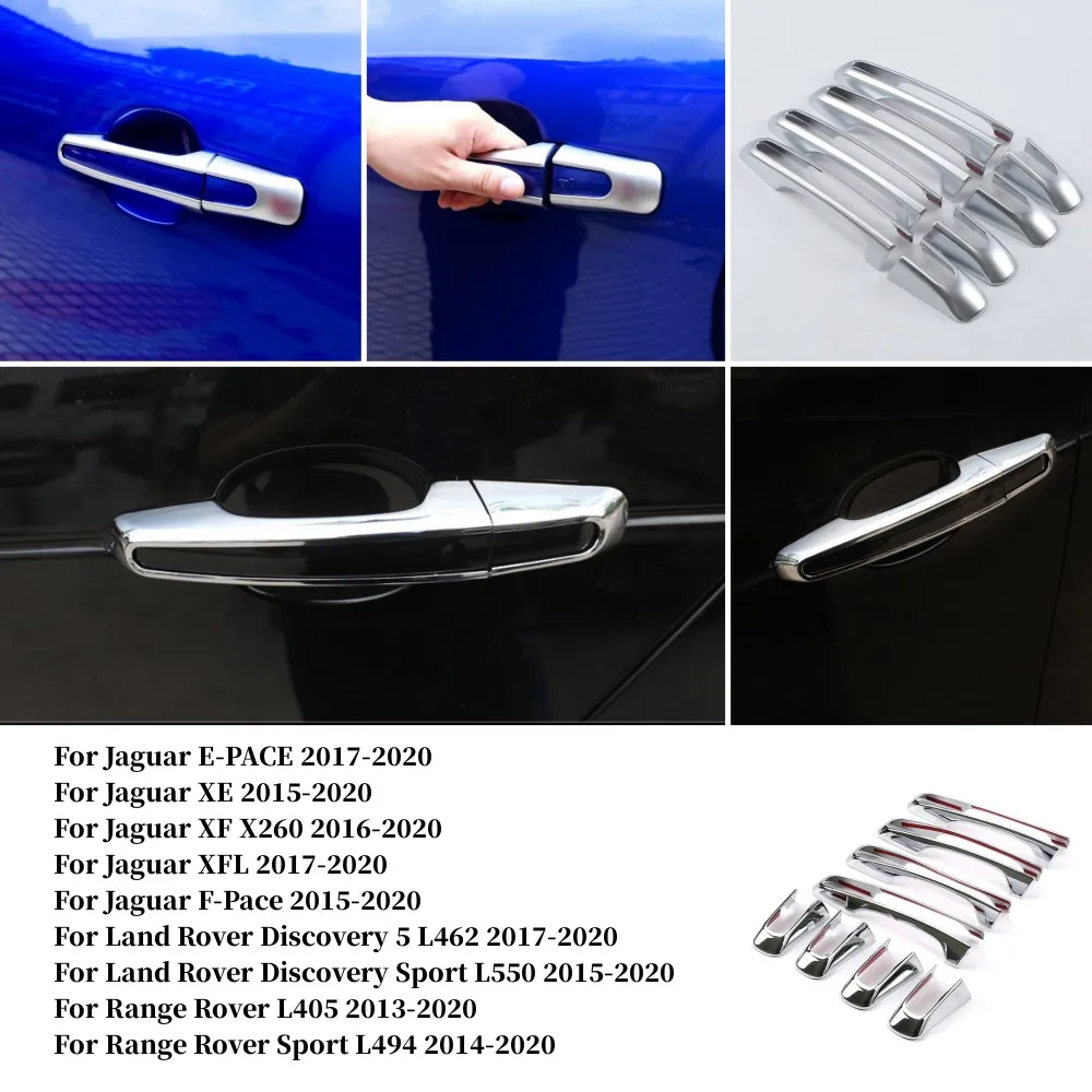 For Jaguar E-PACE XE XF XFL F-Pace Chrome Exterior Side Door Handle Cover Trim For Land Rover Discovery Range Rover Sport L494