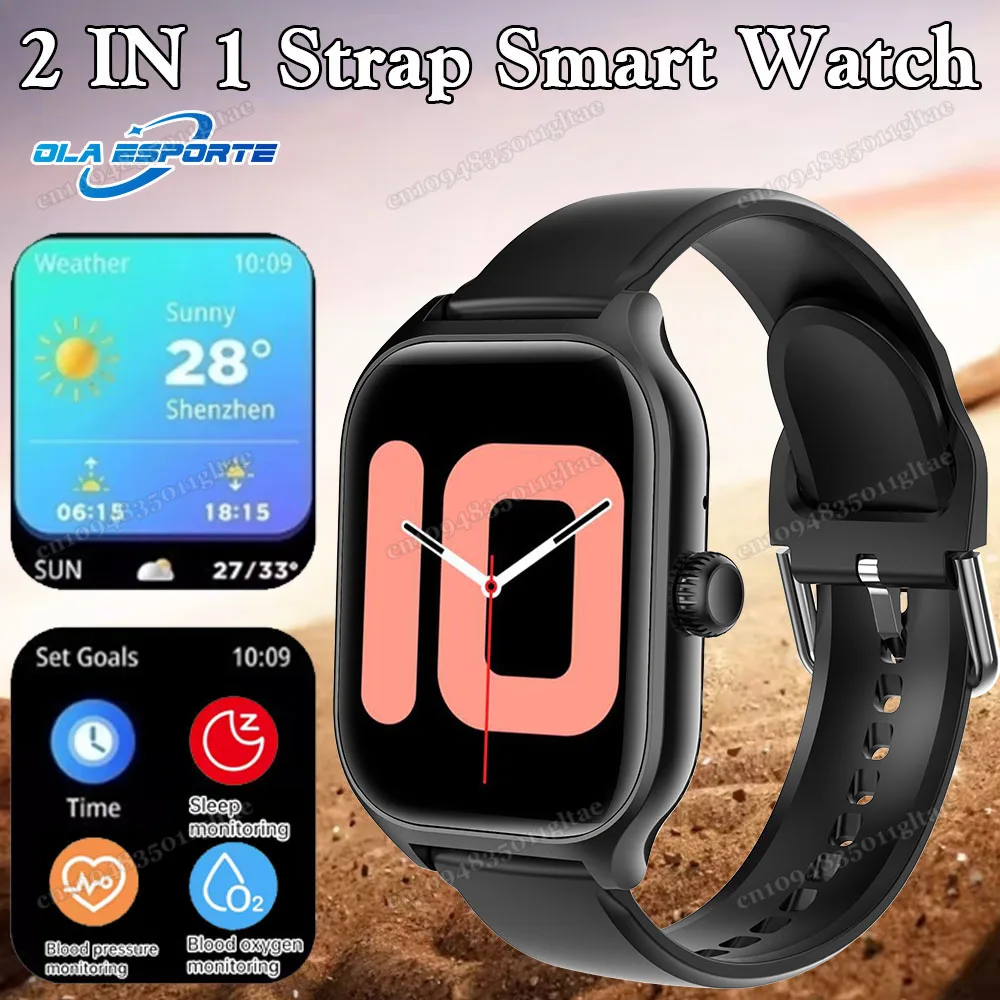 2 قطعة حزام ساعة ذكية للنساء مقاوم للماء ضغط الدم ومراقبة معدل ضربات القلب Smartwatch الرجال الرياضة بلوتوث دعوة النوم الساعات