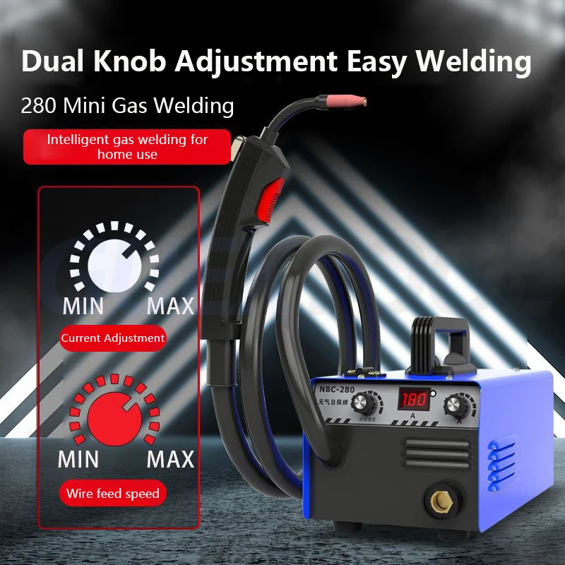 NBC280 Mini Gas-free Welding Machine Welding Semiautomatic Device Gas Welding Carbon Dioxide Gas Shielded Welding Machine