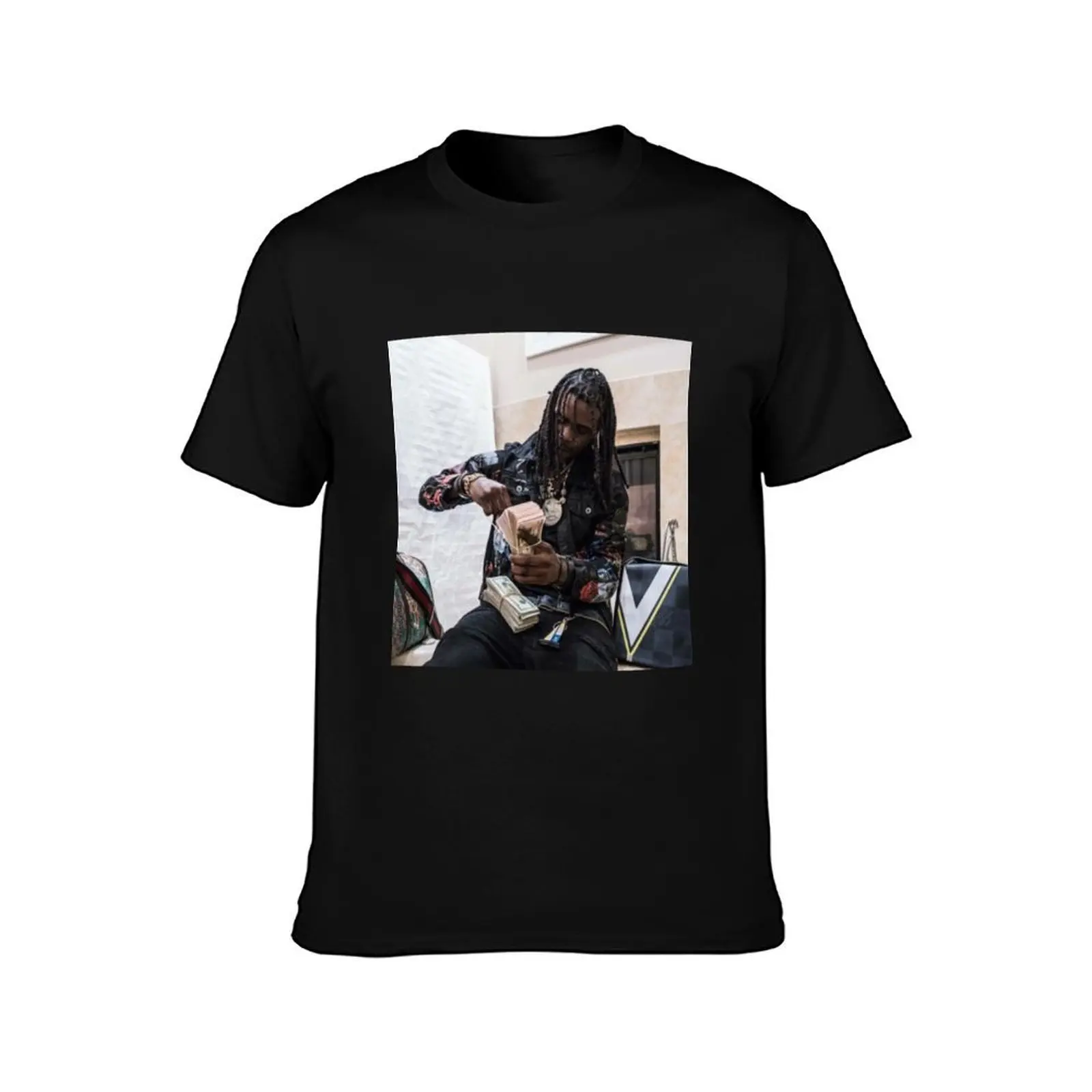 Chief Keef Bands T-Shirt, Summer Casual Cotton Tee, Oversized Streetwear Tops, Vintage Graphic Print, Loose Fit Short Sleeve