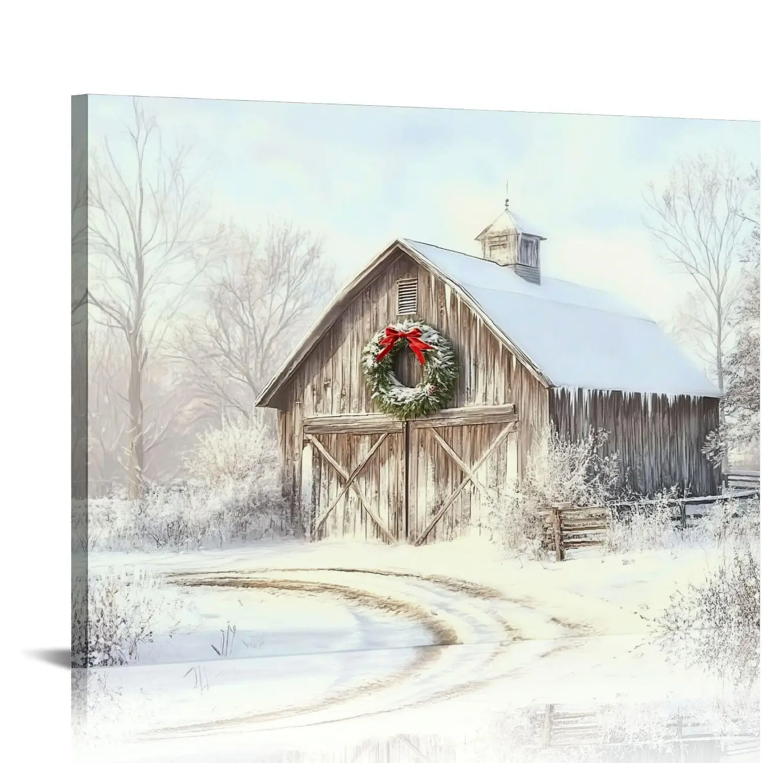 1PC Christmas Snow House Canvas Poster - Posters and Prints Winter Wall Art Bedroom Living Room Hallway Decor Wall Decoration