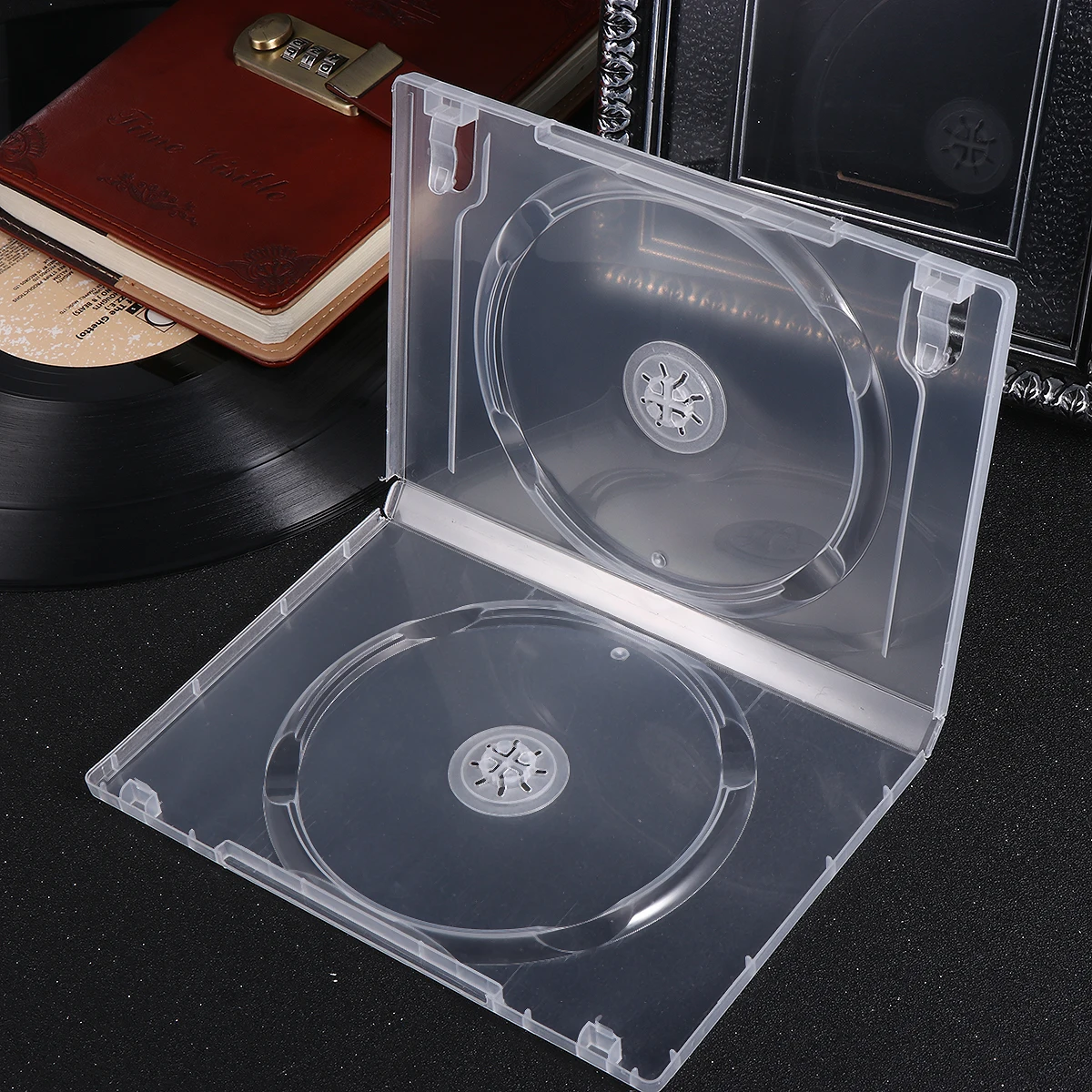

6pcs Storage Box Large Capacity Portable Transparent Cd Case For Home Cinema Double Disc Media Organizer Holder Cd Package Box