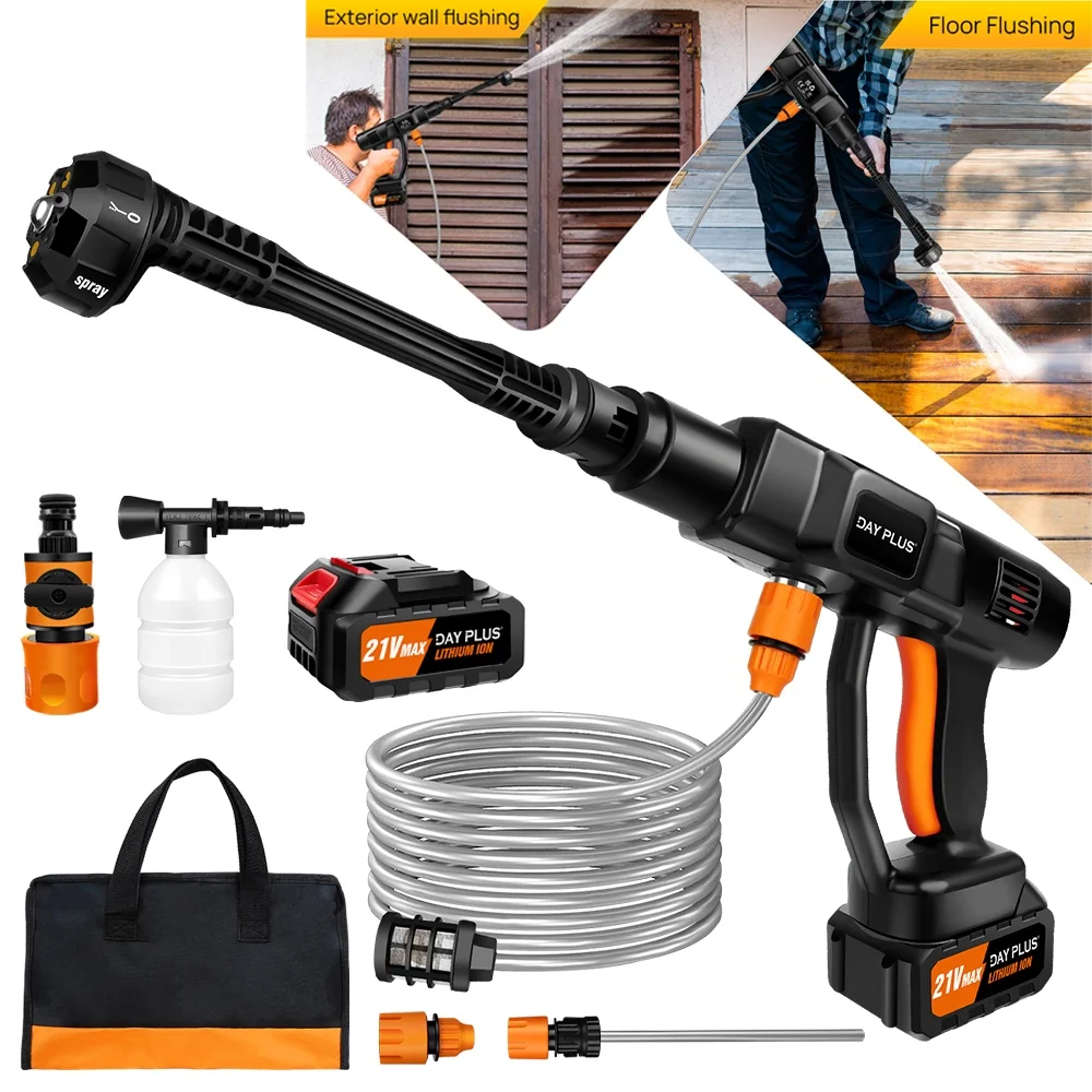 21VWater Gun Spray Cleaner Car Washer,with 3000mAh battery,Handheld High Pressure Washer for Car/Floor/Garden Cleaning and Water