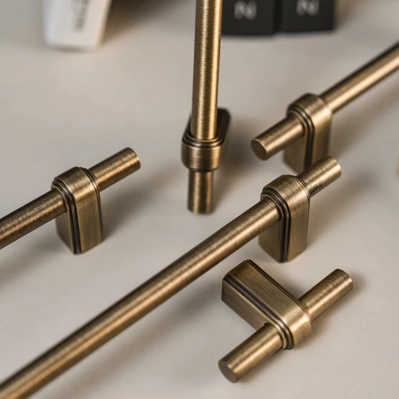Antique Bronze Solid Brass Cabinet Handles and Knobs Drawer Door Knobs T Bar Bedroom Kitchen Cupboard Hardware / Drawer Handles