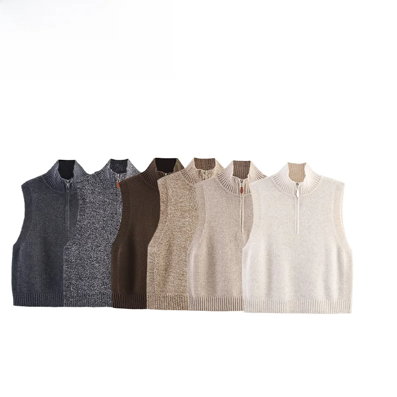 

Faionable Autumn New ZR Women's Stand Collar f Open Front Zipper Vest Personali Padded Vest Outerwear Polyester Fiber