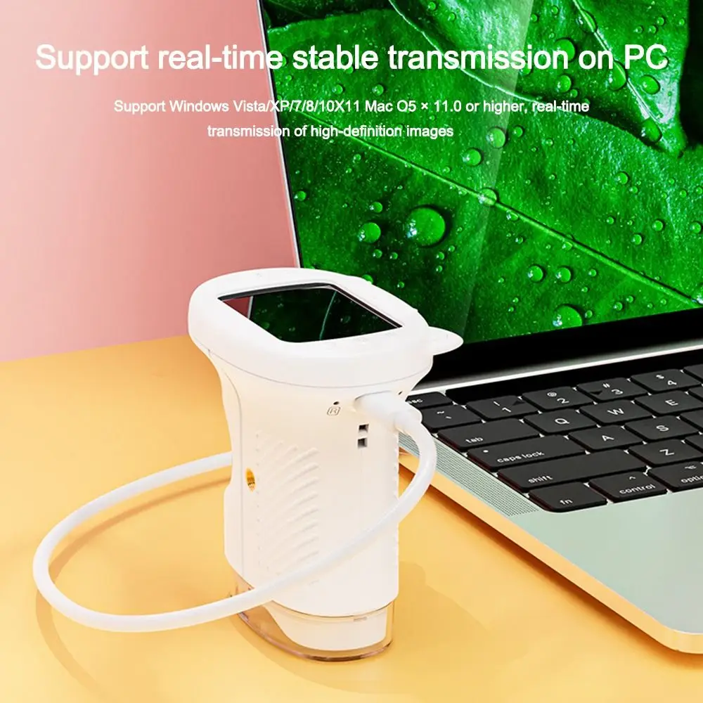 Durable 1000X Handheld Microscope Rechargeable Mini Digital Microscopes 2.4 Inch Screen Children Exploration Microscopes Gifts