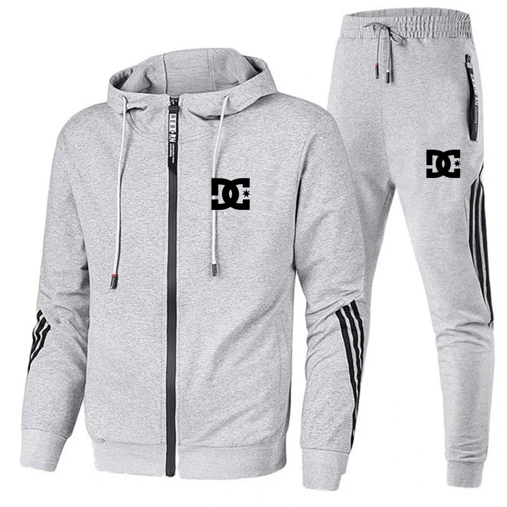 Men\'s Sets Jacket Casual Sportswear Suit Men\'s Hoodie and Trousers Two-piece Zippered Hooded Sweatshirt Sweatpants Men\'s Suit