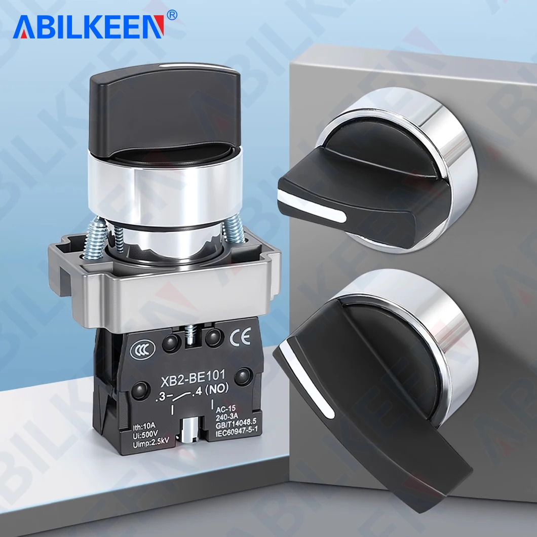 ABILKEEN XB2 Series Long Handle Rotary Knob Switch ON-OFF/(ON)-OFF Latching/Momentary Rotary Switch 1NO/1NC/2NO/2NC/1NO1NC