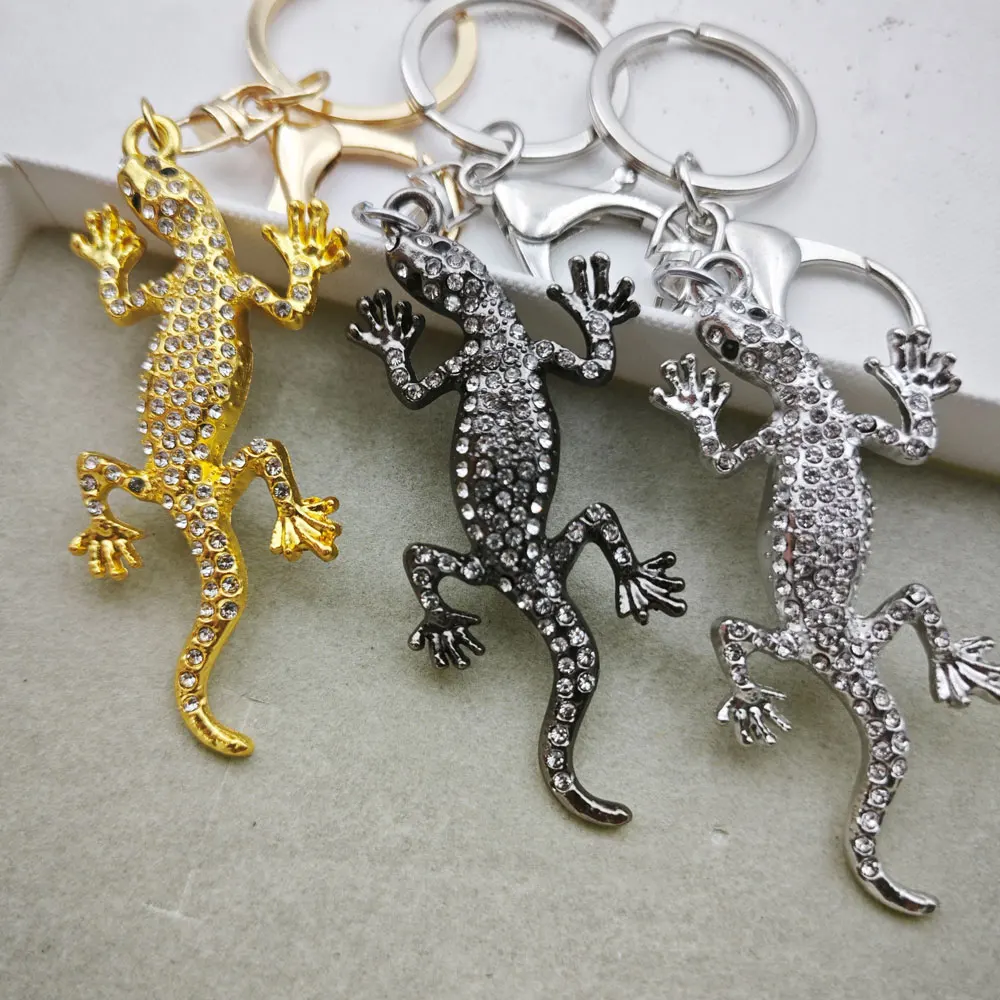 

Originality 3D Metal Gecko Lizard Keychain Backpack Pendant Three-dimensional Keyring Badge Key Chain Ring Personalization Gift
