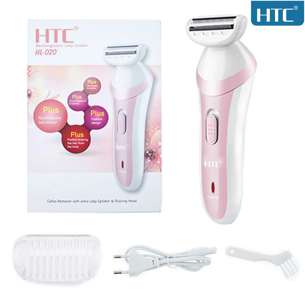 HTC 11.11 Deals Lady Electric Razor for Women Legs and Underarm, Portable Bikini Trimmer Wet and Dry Hair Removal, USB Recharge