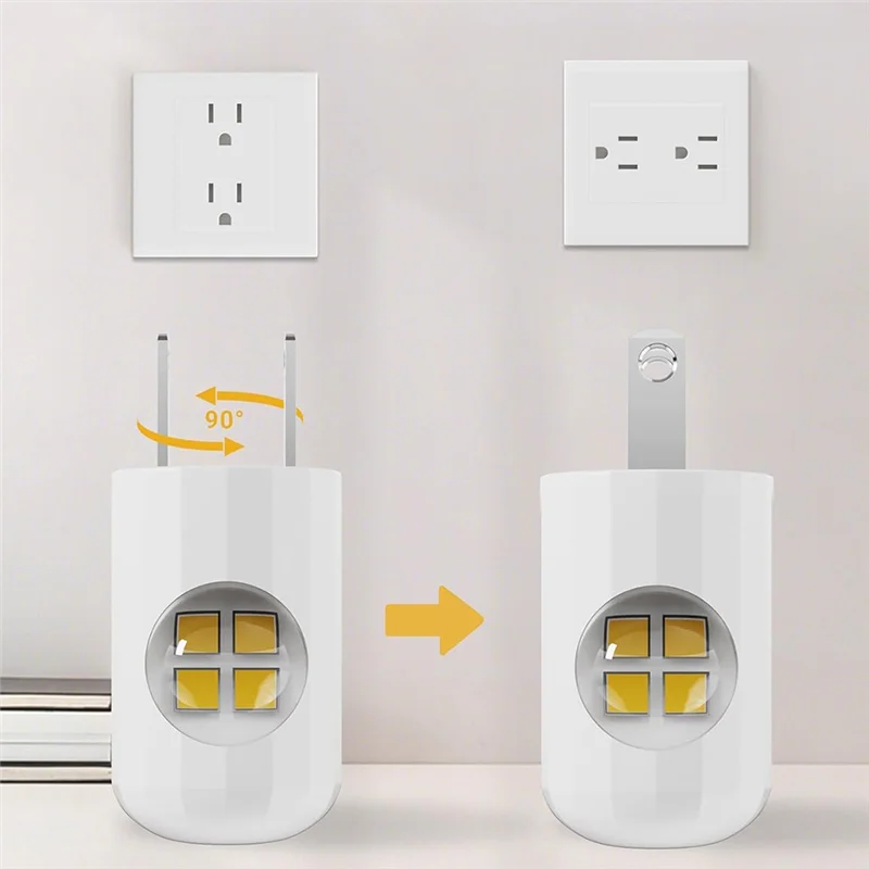 ไฟกลางคืนแบบเสียบปลั๊ก ABJO 6 ชิ้น ไฟ LED ส่องสว่างในเวลากลางคืนอัตโนมัติ, ไฟสร้างบรรยากาศสำหรับห้องนอนและทางเดิน ปลั๊กแบบ US