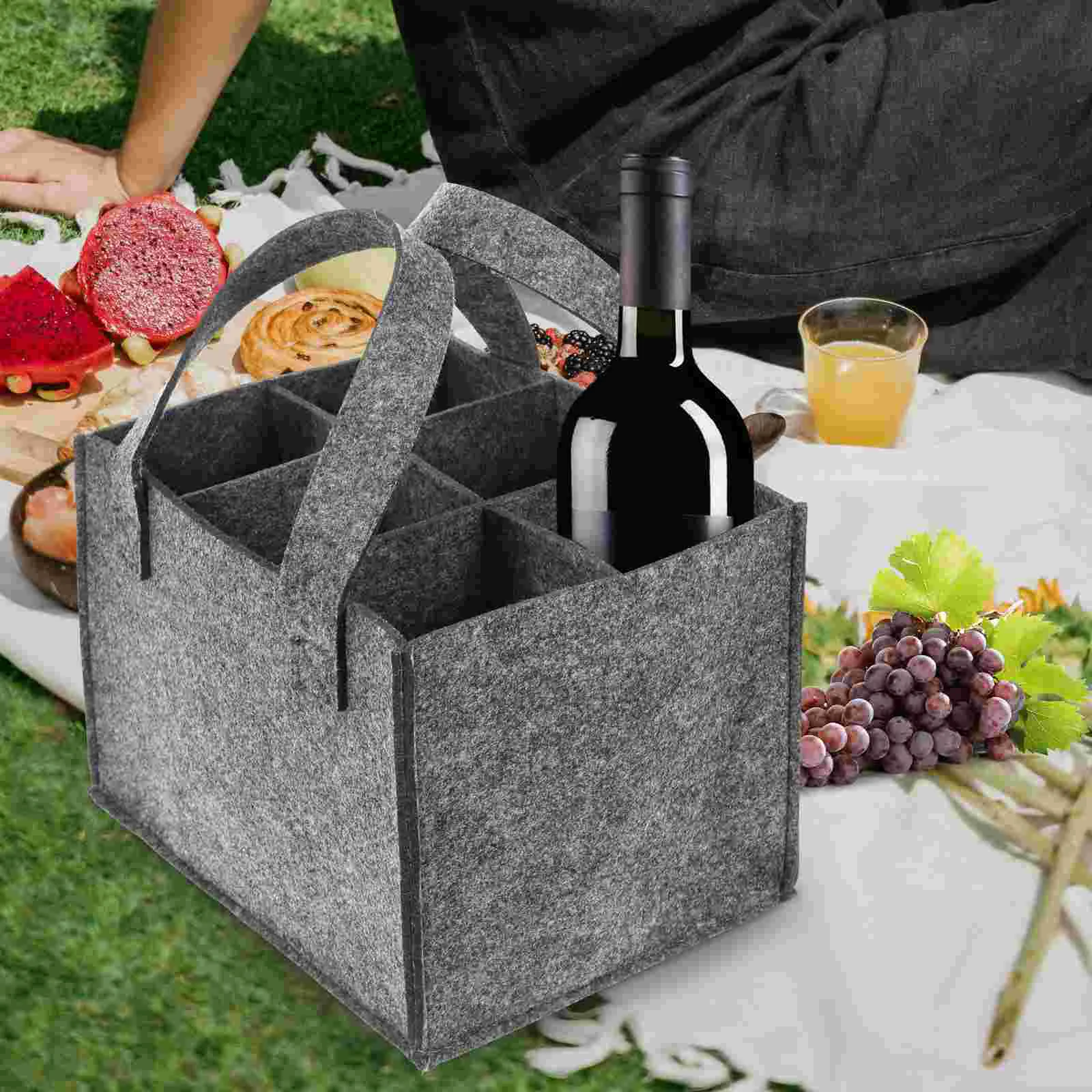 

Storage Bag Portable Party for Holiday Folding Bottle Felt Decorative Father Carrying