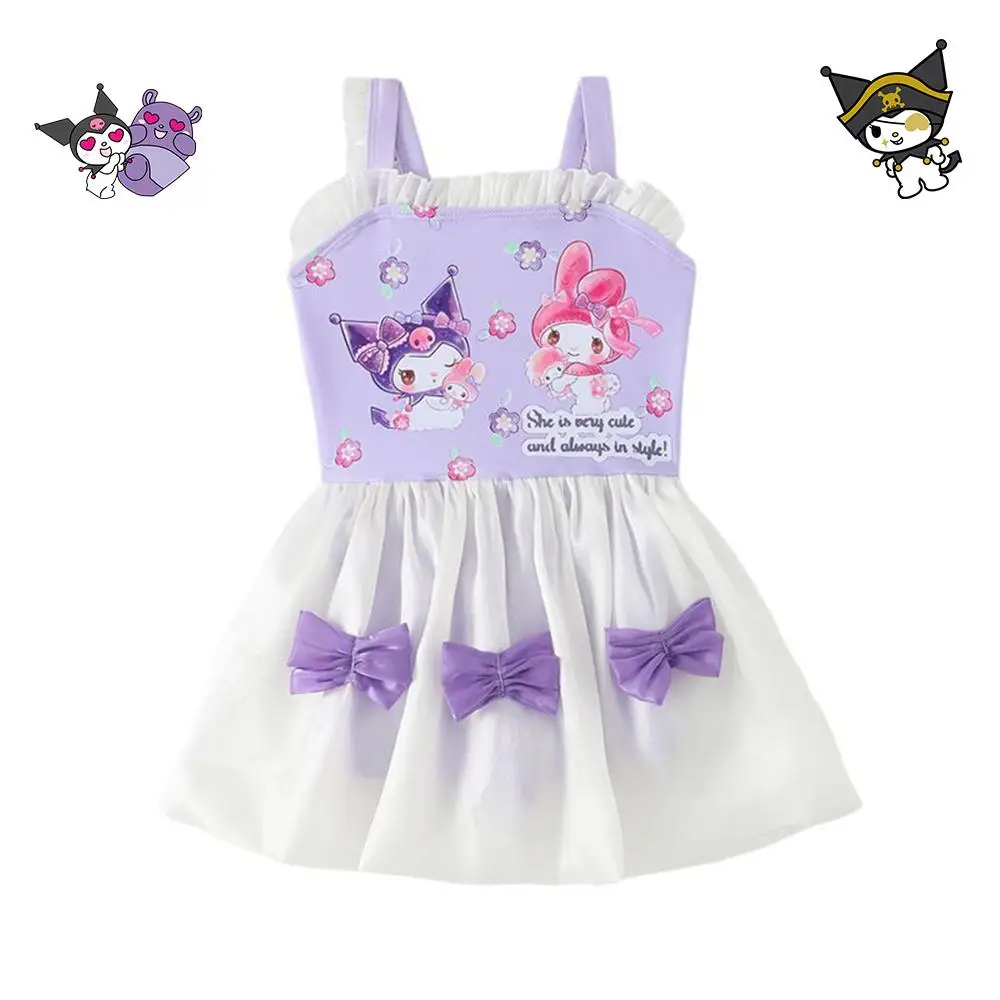 

Sanrio Kuromi Children Girls' Swimsuit Cartoon Cinnamoroll Hot Spring Sunscreen Quick Drying Jumpsuit Gauze Skirt Cute Swimsuit